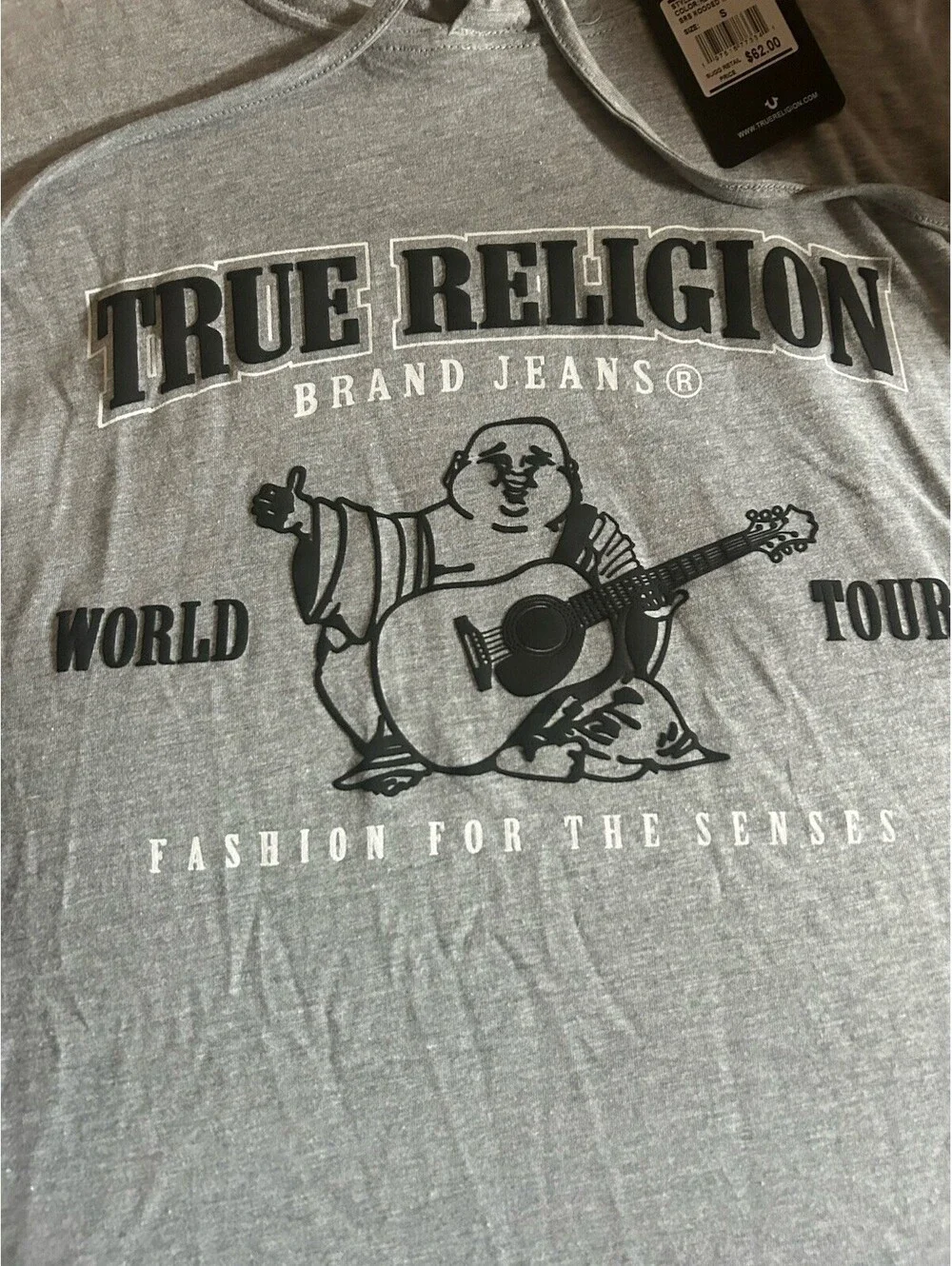 TRUE RELIGION HOODED TANK T-SHIRT. SLEEVELESS. GRAY. SIZE S
